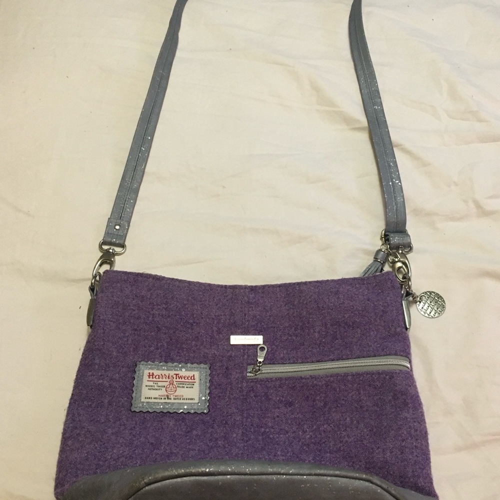 Rockabella Harris Tweed orchid purple shoulder bag/purse